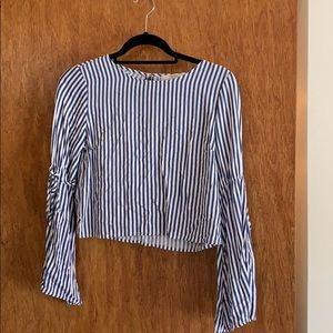 Blue and white business causal shirt